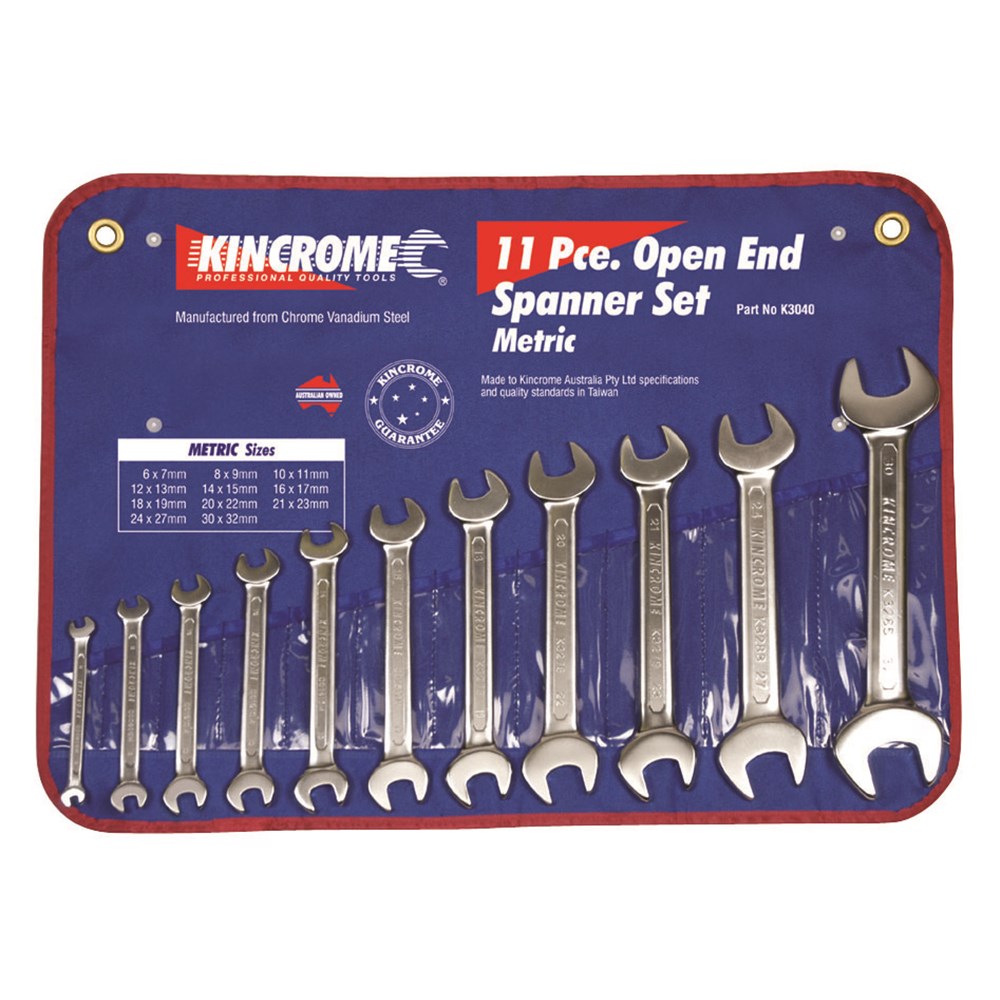 KINCROME SPANNER SET D/OPEN 11PC METRIC